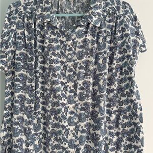 Lucky Brand Floral Blue and White Women's Top
